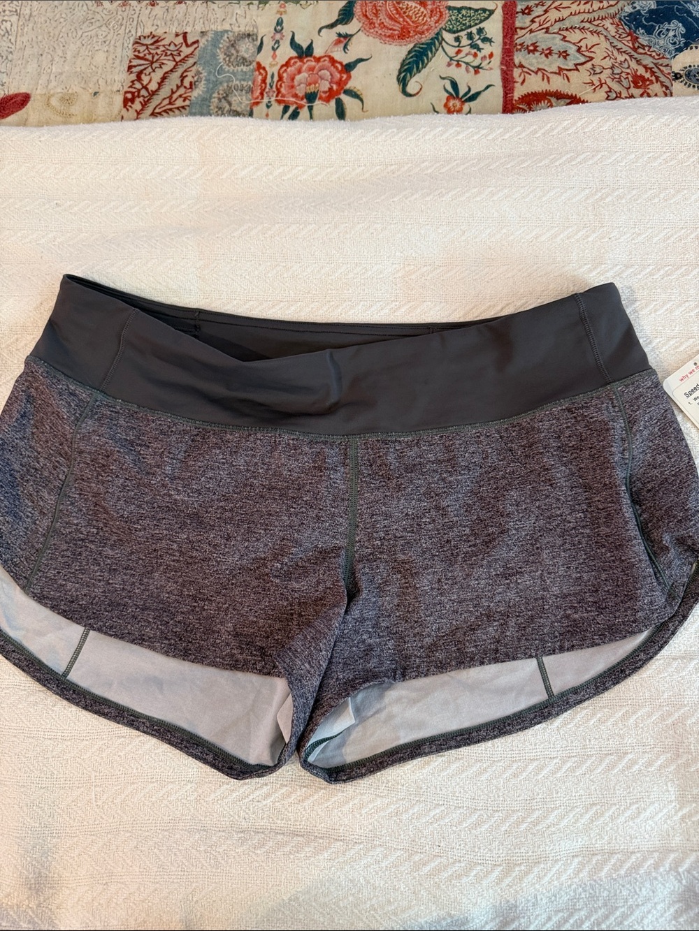 lululemon athletica Heather Charcoal Athletic Shorts with Black Waistband